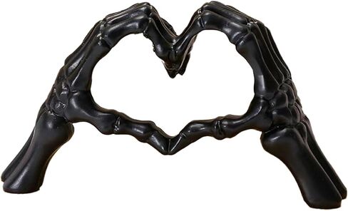 White Heart Hands Skeleton 6.3 inch Halloween Decor Resin Figurine, Lightweight Art Decor for Home Desk Office Shelf Thanksgiving Christmas Party (White) in Saudi Arabia