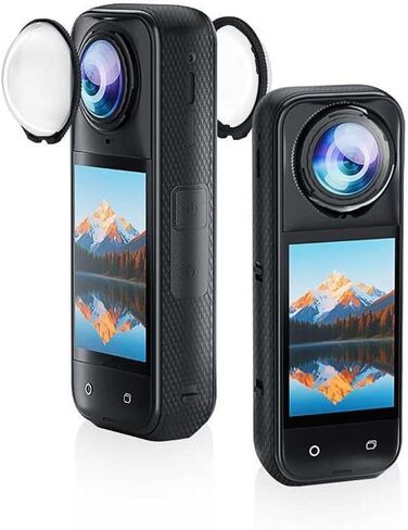 Compatible for Ricoh Theta SC2 / S/V Sticky Lens Guards, Spherical PC Protective Cover Cap & Lens Case Action Camera Accessories in Saudi Arabia