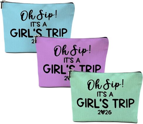 4 Pcs Girl Trip 2025 Makeup Bag Funny Girls Trip Gifts Favors Girls Weekend Gifts Weekender Bag Summer Vacation Birthday Christmas Cosmetic Bag Bachelorette Party Friendship Gifts for Women BFF Friend in Saudi Arabia