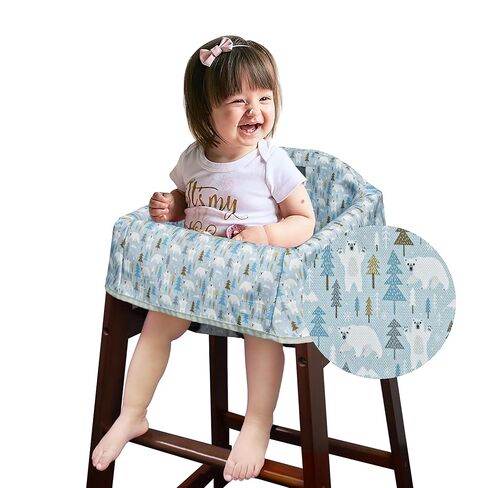 Dual-Belt High Chair Cover, Baby High Chair Cover, Upgrade Version, for Wooden or Restaurant High Chair, Sturdy and Robust Material, Creamy Cake in Saudi Arabia