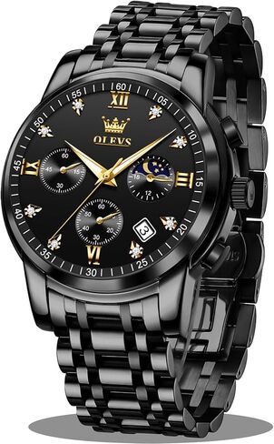 OLEVS Watches for Men,Luxury Big Face Mens Watch Stainless Steel Quartz Analog Dress Watches for Men Luminous Multifunction Chronograph Man Watch Relojes De Hombre in Saudi Arabia