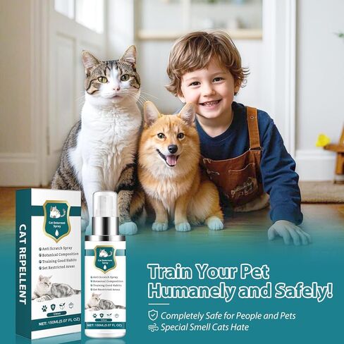 رذاذ متطور لطرد القطط، تركيبة طبيعية طاردة للقطط داخل المنزل وخارجه، مانع خدش القطط المعزز للأثاث والأرائك والسجاد وحماية الستائر ومنع القطط من التبول (أخضر، M) in Kuwait