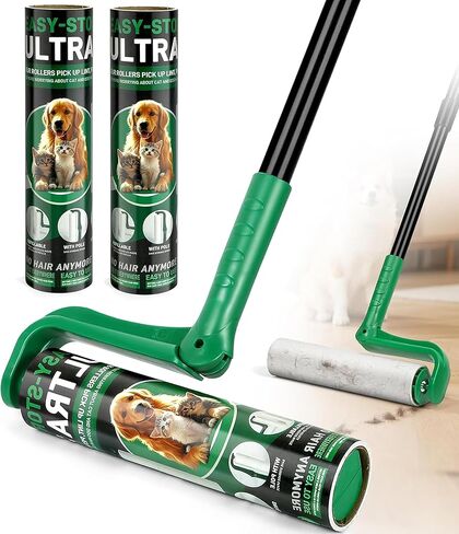 10 "بكرة الوبر الكبيرة لشعر الحيوانات الأليفة لزجة ، مقبض طويل القبض بكرات لزجة مع تعبئة أسطوانة كبيرة الوبر لتنظيف السجاد ، والسيارات ، والأثاث ، والملابس ، وشعر الحيوانات الأليفة ، والأخضر in Kuwait