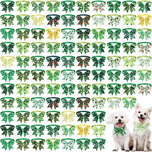 Yunsailing 100 Pcs Christmas Dog Bow Ties Bulk Dog Bows with Adjustable Collar Cat Bowtie Pet Grooming Neck Collar for Small Medium Pets Birthday Holiday Photography Accessories in Saudi Arabia