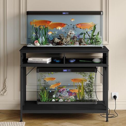 40-50 Gallon Fish Tank Stand with Outlets, 2 Aquarium Reptile Tank Stand with Storage Drawers, Height Adjustable Feet, 660LBS Capacity White in Saudi Arabia