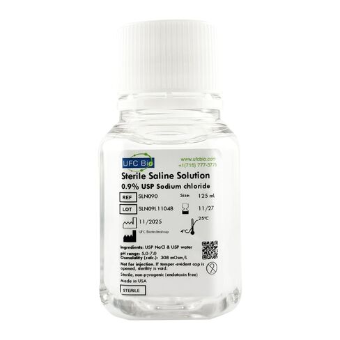 0.9% Normal Saline Solution - USP Grade - Sterile and 0.22um Filtered - Four Pack: 4x125mL Bottles (500mL Total) in Saudi Arabia