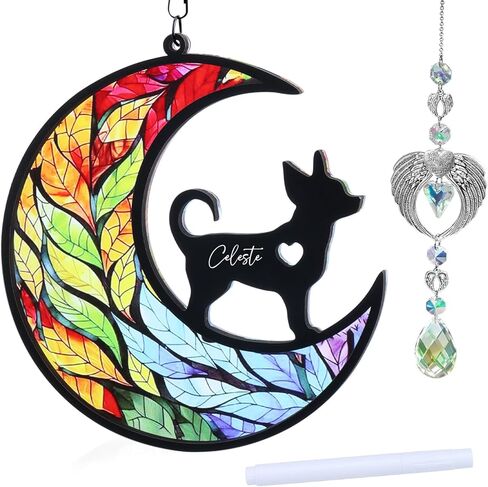 مجموعة Angel Dog Memorial Suncatcher مع أدوات التقاط الشمس من الأكريليك والكريستال، هدية تعاطف مع فقدان الحيوانات الأليفة in Kuwait