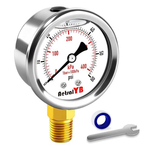 0-60 PSI مقياس الضغط المليء بالجليرين ، مقياس 2 بوصة ، الفولاذ المقاوم للصدأ ، 1/4 بوصة جبل ، مقياس ضغط 400 كيلو باسكال لمضخة البليار in Kuwait