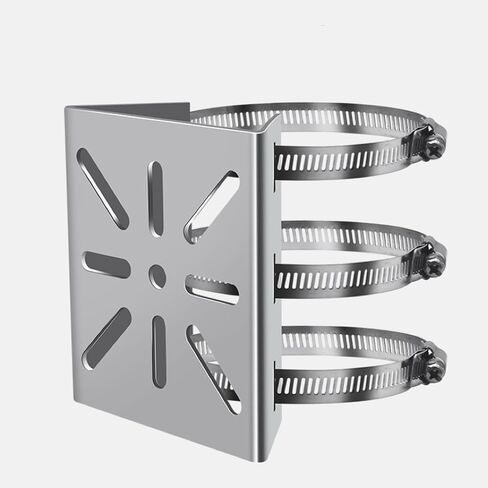 Stainless Steel Pole Mount Bracket for Security Cameras, Vertical CCTV Camera Corner Bracket with Adjustable Straps (1) in Saudi Arabia