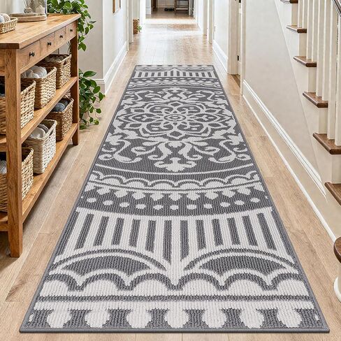 U'Artlines 2 x 6 ft Fall Runner Rug for Hallway, Washable Non Slip Orange Kitchen Rug with Rubber Backing, Low Pile Carpet for Entryway Bedroom Living Room Farmhouse Floor Mat(Orange) in Kuwait