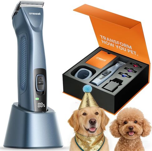 oneisall Professional Cordless Clippers for Groomers - Heavy-Duty Dog Clippers for Thick Coats Doodles, 2-Speed Upgrade Motor, 2 Detachable Batteries, Carbon Steel Blade in Saudi Arabia