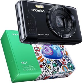كاميرا Soomfon Digital - MAX 72MP Point و SHOOT Kids Cameras مع تكبير 16x وبطاقة TF 32G وبطاريتين وقارئ البطاقات ، الكاميرا الرقمية الوردية المدمجة للأطفال المراهقين للأطفال in Kuwait