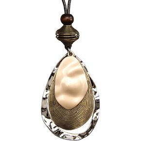 Kelake Leather Necklace for Women Men Teen Vinatge Boho Alloy Pendant Choker Jewelry Fashion Sweater Necklaces with Adjustable Genuine Leather Chain in Saudi Arabia