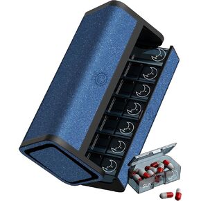 Travel Pill Organizer, Weekly AM PM Pill Box 7 Day, Large Removable 2 Times a Day Medicine Case for Medication, Twice Daily Portable Foldable Vitamin Dispenser for Supplement (Gold) in Kuwait