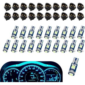 20 قطعة 74 لمبة LED داش لايت فائقة السطوع، T5 37 74 لمبة LED إسفينية مع مقبس قفل تويست PC74 PC37، مصابيح مجموعة الأدوات التلقائية، مجموعة أدوات قياس لوحة العدادات البديلة (أبيض) in Kuwait