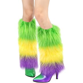 Junely Faux Fur fuzzy Leg Warmers for Women Winter Furry Leg Warmer Fluffy Boot Cuffs Covers for Halloween Christmas Costume in Kuwait