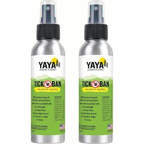 Yaya Organics Tick Ban | Extra Strength Tick Repellent Made with Essential Oils and All Natural, DEET Free Ingredients | Proven Effective, Safe for Adults, Kids and Dogs | 4 Ounce 2 Pack in Saudi Arabia
