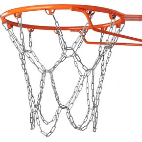 شبكة كرة السلة الشبكة الثقيلة 304 سلسلة من الفولاذ المقاوم للصدأ - دليل على صدأ الاستبدال المعدني في الهواء الطلق لأطواق 18 بوصة وطولها 45 سم و 12 حلقة (حافات قياسية 48 سم فقط) in Kuwait
