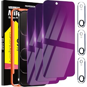 Milomdoi [9 في 1] لواقي شاشة Samsung Galaxy Z Flip 5، 3 عبوات من أفلام الشاشة الداخلية المرنة + 3 عبوات من واقي الشاشة الخلفي من الزجاج المقسى + 3 عبوات من واقي الكاميرا مع إطار سهل التركيب in Kuwait