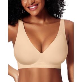 Womens Deep V Wireless Bras Comfortable No Underwire Supportive Push Up Seamless Plunge Bralette Tshirt Bra in Kuwait