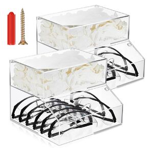 Acrylic Safety Glasses and Glove Dispenser- 2 Compartment Container with Lid Clear Safety Glasses Holder Glove Storage Case, Stand or Wall Mount for Lab Supply Dispensers 9 x 8.6 x 6.3 Inch in Saudi Arabia