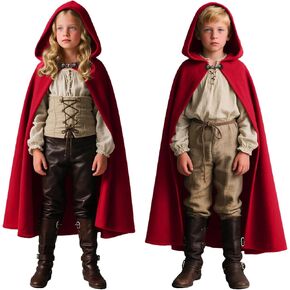 عباءة مخملية بغطاء للرأس للأطفال من عصر النهضة للأولاد عباءة الهالوين في العصور الوسطى in Kuwait