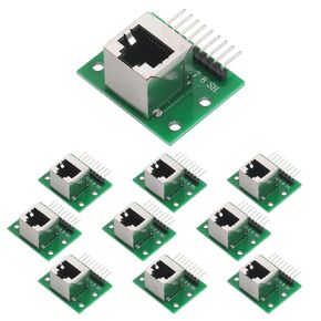 10 قطعة محول منفذ الشبكة RJ45 (مقبس أفقي) مجموعة لوحة PCB مع موصل الزاوية اليمنى 8pin ومجموعة لوحة القطع لإيثرنت DMX-512 RS-485 RS-422 RS-232 in Kuwait