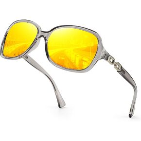 Chicid Night Vision Driving Glasses for Women, Oversized Polarized HD Yellow Anti Glare Lens with UV400 Protection in Kuwait