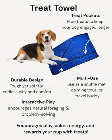 Interactive Dog Puzzle Treat Towel – Mental Stimulation Toy for Dogs, Slow Feeder Snuffle Mat, Engaging & Enriching Boredom Buster (Blue Standard) in Saudi Arabia
