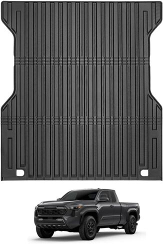 سجادات أرضية مناسبة لجميع الأحوال الجوية لعام 2024 2025 Toyota Tacoma Accessories مزدوجة الكابينة الأمامية والخلفية صفين، ناقل حركة أوتوماتيكي (ليس للهجين) - سجادات صندوق السيارة TPE مقاس مخصص لأرضية سيارة تاكوما، أسود in Kuwait