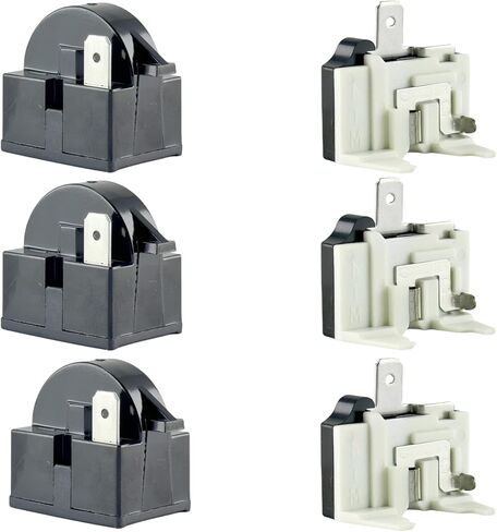 2Pcs QP-02-4.7 PTC Refrigerator Start Relay 3Pin Coolers Compressor Starter 4.7 Ohm with 2Pcs Refrigerator Overload Protector 1/2HP in Saudi Arabia