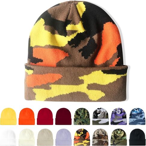 Winter Beanie Knit Cuffed Silk Lining Hats Warm Warm Beanies for Women Men (Orange with Satin Lined) in Saudi Arabia