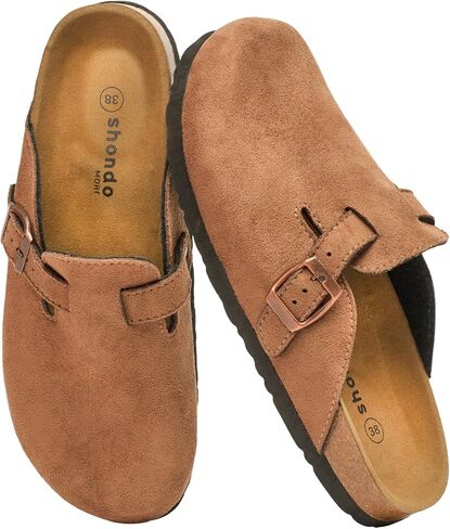 Shondo Premium Suede Clogs for Women & Men – Comfortable Potato Shoes with Memory Foam Footbed & Adjustable Buckle, Lightweight & Anti-Slip, Soft Cork Women's Mules & Clogs with Arch Support in Saudi Arabia