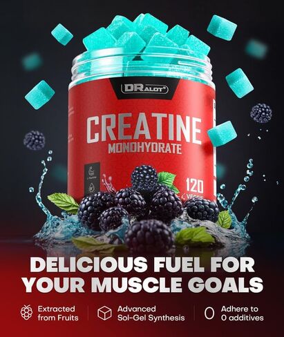 99.99% Creatine Monohydrate Flavored Gummies, 5X Energy & Muscle Support Pre-Workout Complex Creatine for Women & Men with 5000mg Flavored Creatine, L-Taurine, B12, Mg & K, Strawberry, 90 Count in Saudi Arabia
