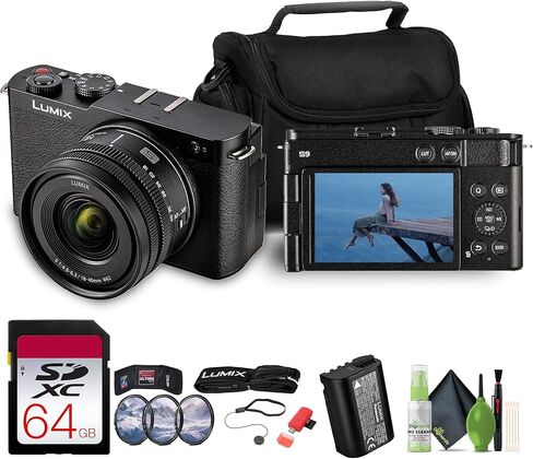 كاميرا Panasonic Lumix S9 بدون مرآة مع 18-40 مم f/4.5-6.3 عدسة (فضية) + 64 جيجابايت بطاقة الذاكرة + 62 مم 3 قطعة مجموعة مرشح عالية الدقة + قارئ بطاقة USB ، SD/MicroSD + المزيد in Saudi Arabia