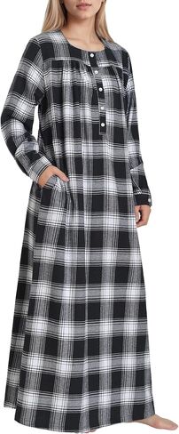 Latuza Women's Warm Cotton Flannel Nightgown Full Length Long Sleeve in Saudi Arabia