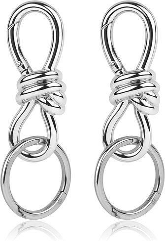 2Pcs Twist Knot Clasp Bag Charm Keychains,D-Ring Keychain Heavy Duty Spring Snap Hook Fashion Accessory for Purse Backpack Ornament in Saudi Arabia