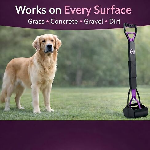 Poop Scooper for Dogs with 300 Bags & Dispenser - 32" Long Handle Heavy Duty Dog Poop Scooper - Portable Waste Jaw Rake for Grass & Gravel - No Bending Pet Waste Remover in Saudi Arabia