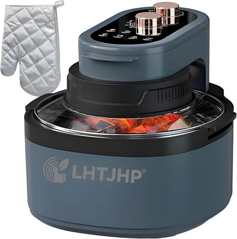 مجموعة فرن محمصة ومقلاة هوائية قابلة للتدوير 8 في 1 سعة 7.5 كيو تي، مقلاة هوائية زجاجية كبيرة، تقنية الهواء الساخن السريع، طباخ ذكي بحجم عائلي، مطبخ حديث رائج ضروري للوجبات الصحية (أزرق حالم) in Kuwait