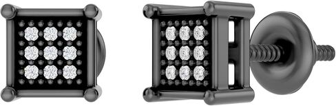 مجموعة Dazzlingrock 0.06 قيراط (ctw) ألماس أبيض مستدير 4.5 مم على شكل هيب هوب مثلج من الفضة الإسترلينية 925، تصميم للجنسين للسيدات، أقراط رجالي من الماس الحقيقي in Kuwait