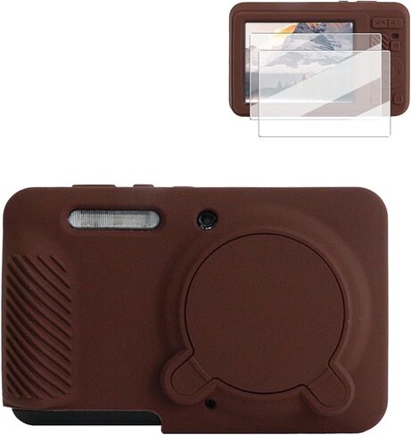 Rieibi Silicone Case for Kodak PIXPRO FZ55 Case, Accessories for Kodak PIXPRO FZ55 Camera Case with 2 Pcs Screen Protectors, Detachable Lens Cover for PIXPRO FZ55 Camera,Coffee in Saudi Arabia