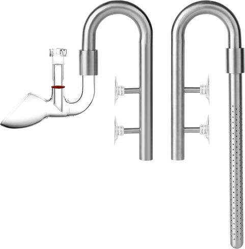 Stainless Steel Lily Pipe Set – Hybrid Steel & Detachable Glass Outflow with Skimmer, 360° Multi-Level Inflow - Fish & Shrimp Safe, Easy to Clean (13mm for 1/2'' i.d. (12/16 mm) tubing) in Saudi Arabia