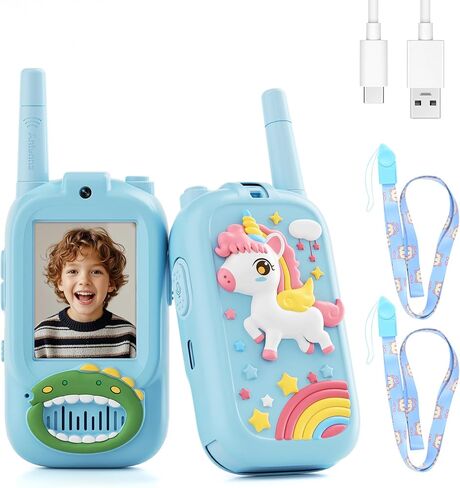 Video Walkie Talkies for Kids – Kids Walkie Talkies 2 Pack with Voice Changer, 1000 Feet Range, Fun Toys for Indoor Play, Camping, Hiking, Travel – Birthday for Boys and Girls Ages 3-10 in Saudi Arabia