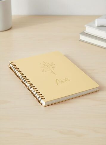 A5 Notebook 80 Sheets Coil Book Simple Student Diary Pp Hot Stamping Cover Yellow in Saudi Arabia