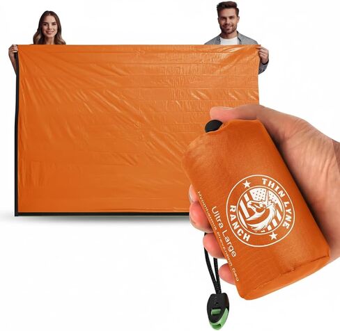 Ultra-Large Emergency Sleeping Bag for Survival - Hypothermia Prevention & Shelter - Multi-Person Bivvy Sack - Ideal Survival Gear, Emergency Bivy Camping Essentials - Compact & Durable in Saudi Arabia