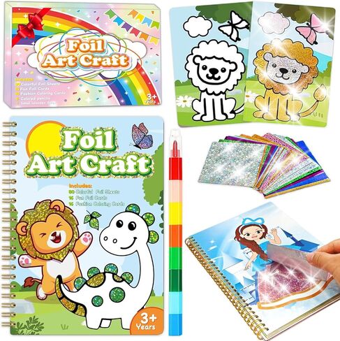 NaTuGi Foil Art Craft للأطفال - موضوع الأميرة ووحيد القرن، مجموعات حرفية لا فوضى، لوازم فنية ممتعة للأطفال، هدية عيد ميلاد إبداعية، ألعاب سفر، مناسبة للفتيات والأولاد 4، 5، 6، 7، 8، 9 سنوات (أميرة) in Saudi Arabia