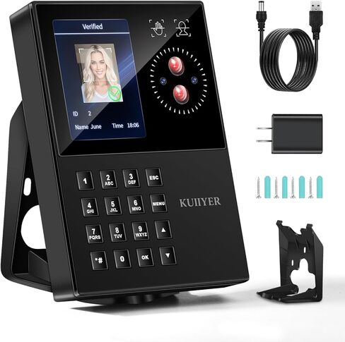 KUIIYER 4 in 1 Employee Time Clocks for Small Business (Face + Fingerprint + Palm Print + PIN) Employee Clock in & Out Machine Biometric Attendance Punch Clock in Saudi Arabia