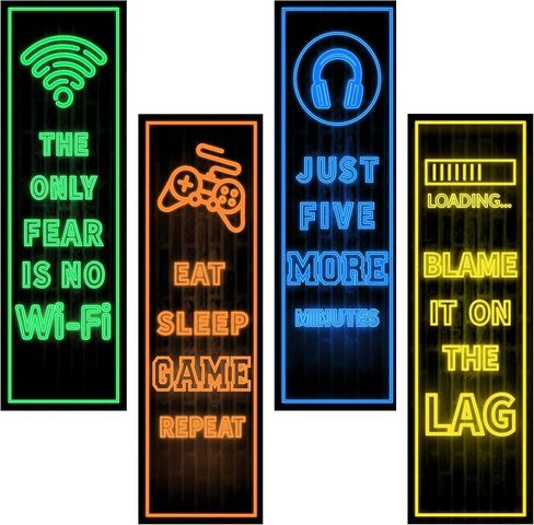 Eat Sleep Game Wall Decals Glow in The Dark, Gamer Controller Stickers Decor for Boy Bedroom, Joystick Video Gaming Kids Playroom Nursery Decoration (Blue) in Saudi Arabia