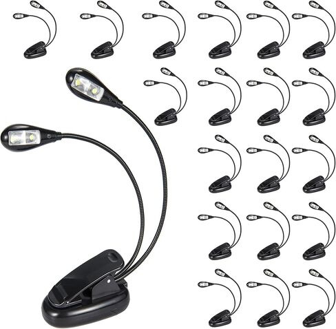 Music Stand Light 2Pack ، مقطع مصباح للموسيقى ، وأضواء Book Lights USB و AAA التي تعمل بطارية ، ومصباح القراءة في السرير ، ومستويات سطوع ، مثالي للموسيقي ، مشغل البيانو ، الأطفال ، السفر المزدوج الأسود in Kuwait