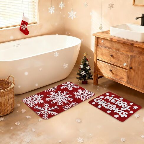 2-Piece Halloween Bath Mat Set – Orange Non-Slip Plush Bathroom Rug Set, Absorbent & Machine Washable High-Pile Mats for Toilet, Kitchen, Entryway, Fall Holiday Décor 16x24 & 32x20 Inch in Saudi Arabia